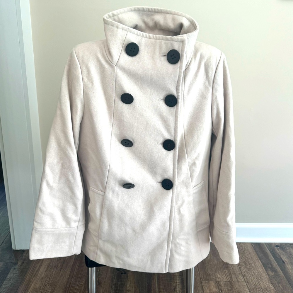Cream Calvin Klein Doublebreasted Peacoat - Size 6